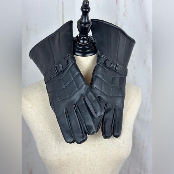 Faux Leather Super Thick W/Fur Lined winter Warm Gloves Men Woman - Picture 1 of 4